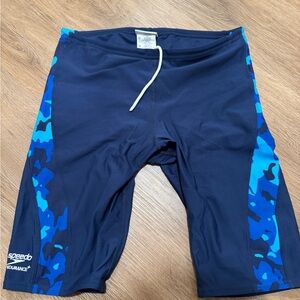 Speedo Men's Swim Trunks - Navy and Blue Camo